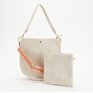 AHDORNED set: U-Shaped Messenger w/ 2 Straps & Pouch; COLOR: cream
